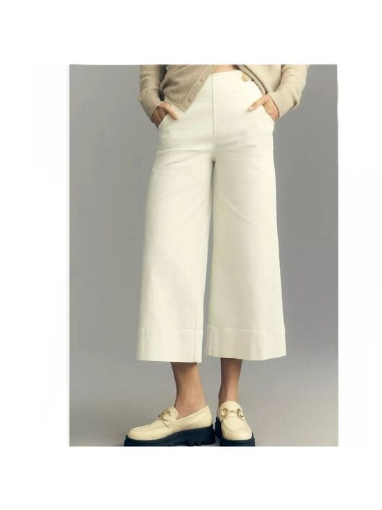 Maeve Pants - Anthropologie Maeve Buttoned Cropped Wide Leg Culottes Sailor Pant Size 16